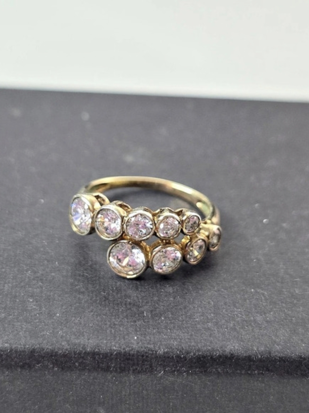 .925 Sterling Silver Vermeil Bubble Cluster Ring Size 8 CZ